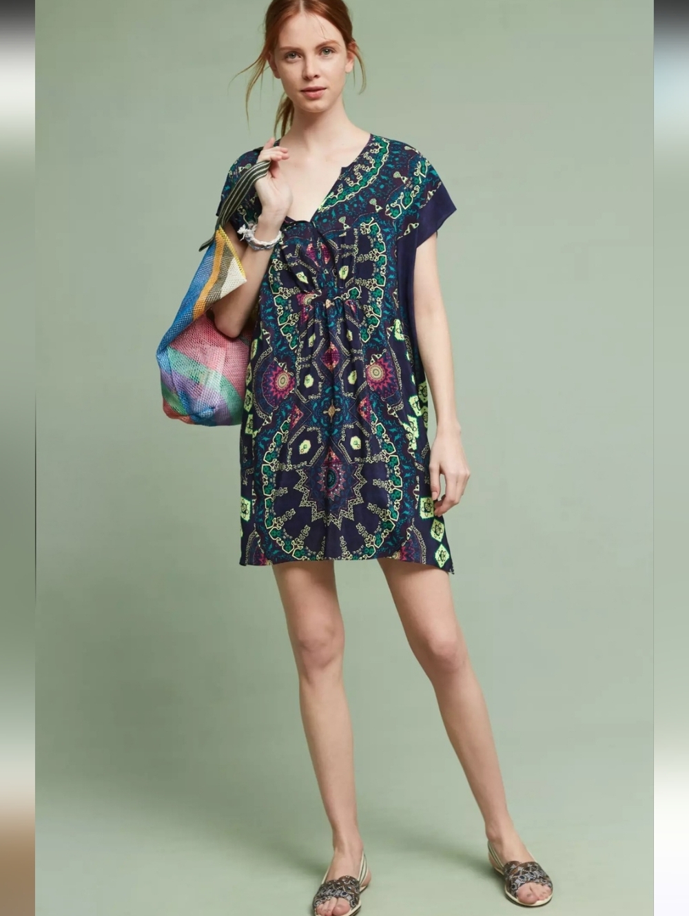 Maeve By Anthropology 100% Silk Medallion Dress